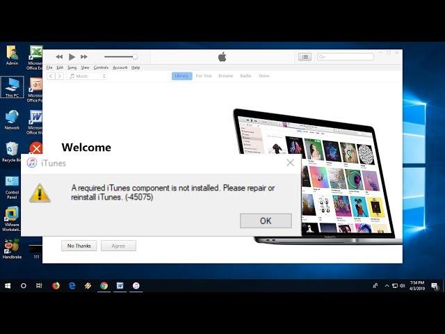 How to Fix iTunes Error A required component is not installed (45075) in Windows 10