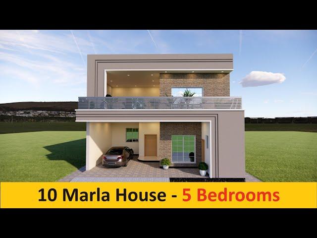 10 Marla house design - 5 Bedrooms | 35 x 65 ft | Modern house design