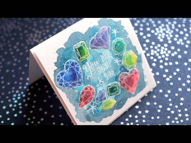 Watercolored Gems Card