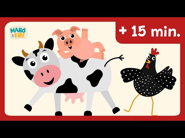 Animais da fazenda – porco, galinha, vaca e outros bichos + canções para dançar - vídeo infantil.