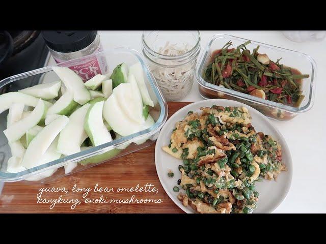 Mealprep with Marion: Kangkung, Enoki for Freezing, Long Bean Omelette & Guava 