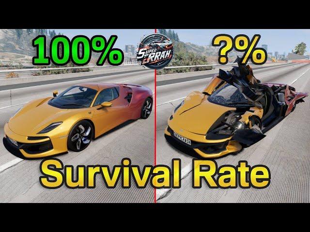 Realistic Survival chance and car crash test #beamngdrive