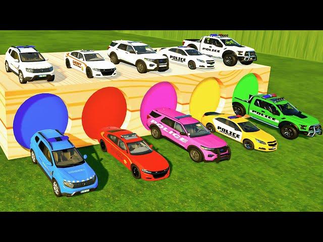 CHANGING FIVE COLOR ALL POLICE CARS and AMBULANCE EMERGENCY VEHICLES WITH MAN TRUCKS | FS22