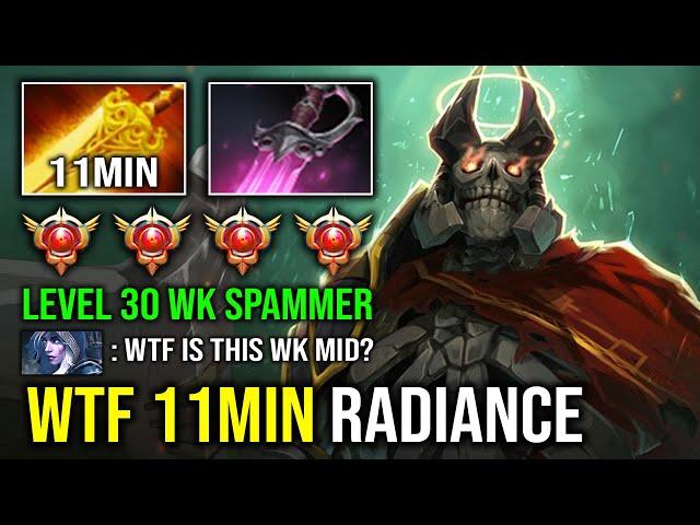 WTF 11MIN RADIANCE Level 30 WK Spammer Unkillable Khanda 1 Shot Crit Wraith King Dota 2