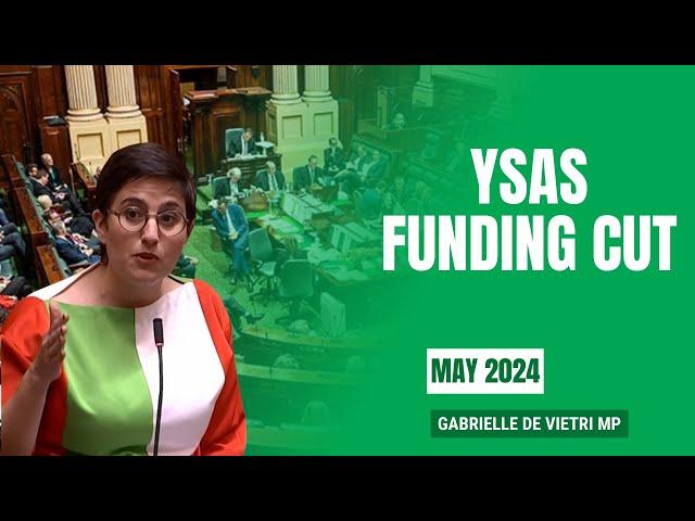 Gabrielle de Vietri MP: YSAS Funding Cut