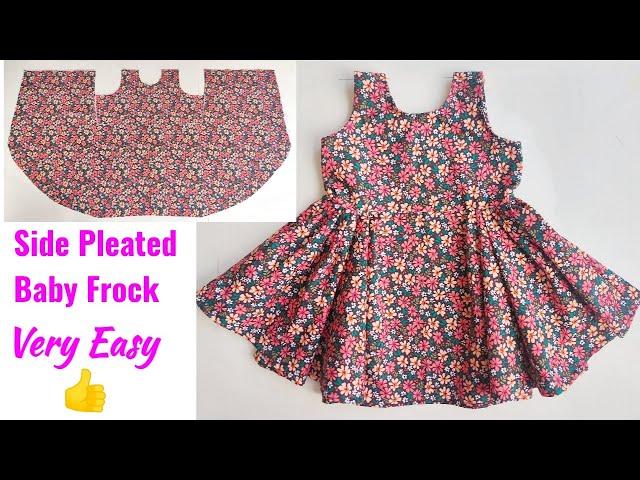 Full Flared Side Pleated Baby frock cutting and stitching | Baby Frock cutting and stitching