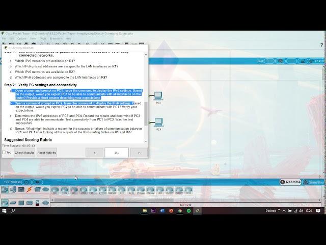 4.3.2.5 Packet Tracer - Investigating directly connected routes instructions