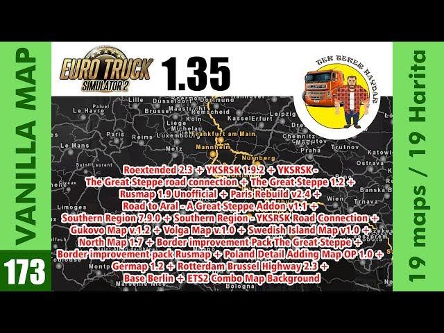 Euro Truck Simulator 2 1.35 - Roextended 2.3 - with 19 Map and road connections (Vanilla Map)