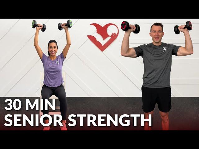 30 Min Strength Training for Seniors Exercise at Home for Over 60 & Elderly - Seated Chair Workout