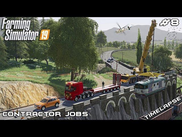 HEAVY HAULING crashed TRAIN with Chata Modding | Contractor Jobs | Farming Simulator 19 | Episode 8