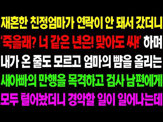 (실화사연) 재혼한 친정엄마가 연락이 안 돼서 갔더니 '너 죽고싶어?' 하며 새아빠가 엄마에게 함부로 하는 모습을 보고 검사 남편에게 알리니/ 사이다 사연,  감동사연, 톡톡사연