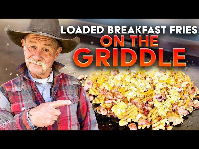 Loaded Breakfast Fries on the Griddle | Bacon, Ham, Egg and Cheese!