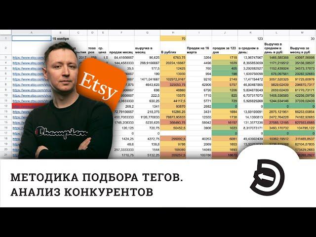 Etsy SEO. Методика сбора тегов. Сколько зарабатывают конкуренты? Анализ ниши