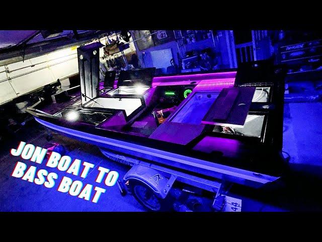 EPIC JON BOAT TO BASS BOAT CONVERSION PT 2! Jon Boat LIVEWELL, Storage, LEDs, Foam Decking & More!
