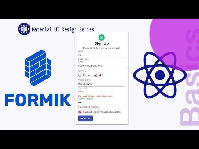 Sign Up Form Validation Using Formik & Yup || Material UI || React