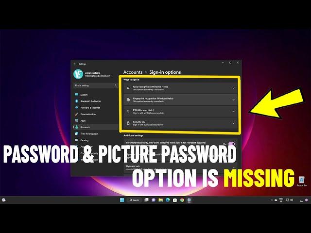 Fix Password Option Missing in Windows 11 | How To Solve Picture Password Option Not Showing ️