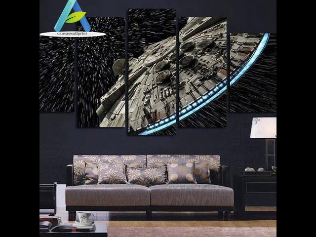 5 PIECES STARWARS MILLENNIUM FALCON IN SPACE CANVAS