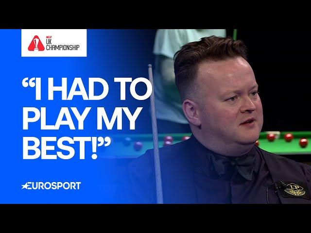 Shawn Murphy reacts after his final frame win against Zhao Xintong  | 2024 UK Championship