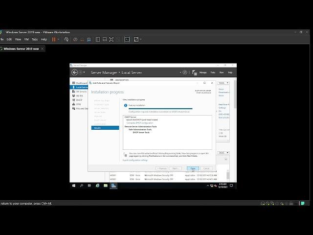 How to do the instalation Dhcp in windows server 2019 and vmware workstation.