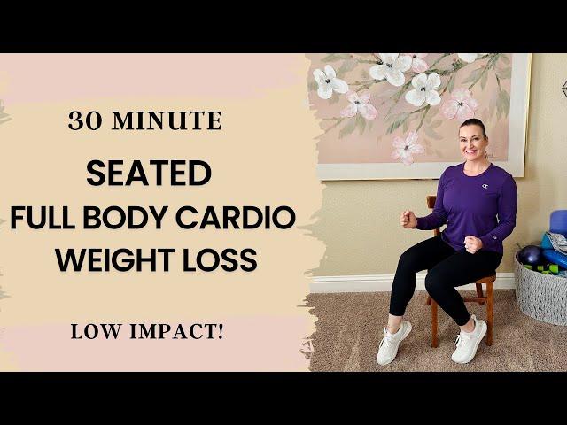 SEATED CARDIO INTERVAL TRAINING: 30 Min Low Impact Chair Workout To Tone, Strengthen, & Burn Fat