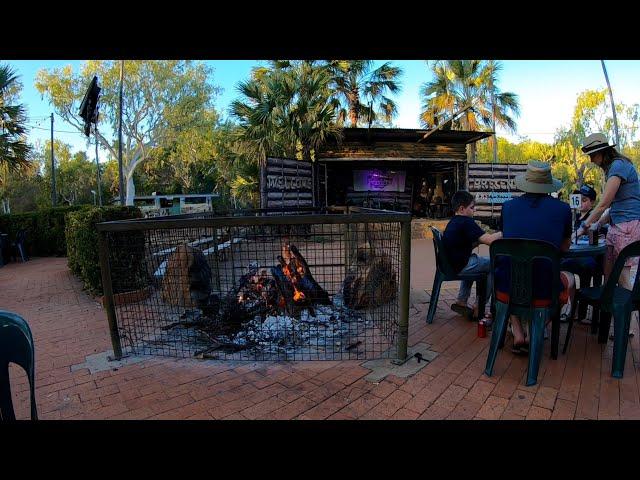 E47-PJs moto trip around Australia-NT-Arriving at Mataranka Homestead and a local takes us for aride