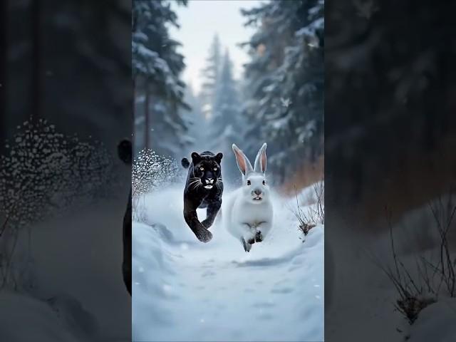 Panther chases after his hare dinner