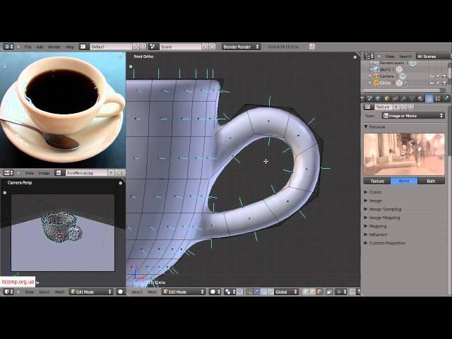 Видеоучебник по Blender 2.5. (2 - Моделирование чашки, ч. 3)