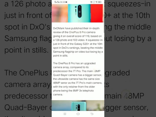 OnePlus 8 Pro takes 10th place from Galaxy S20+ in DxOMark rankings  04 June 2020
