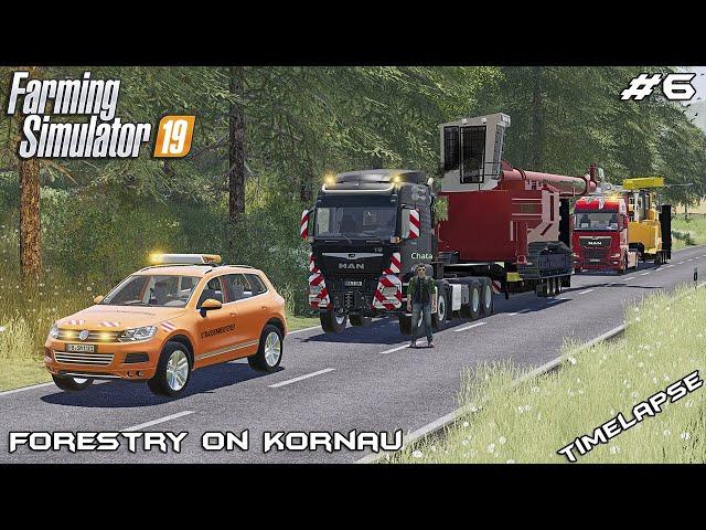 Transporting HUGE forestry machines | Forestry on Kornau | Farming Simulator 19 | Episode 6