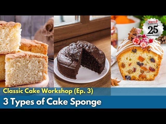 3 Types of Easy Sponge Cake | How to Make Fluffy Vanilla Cake | Eggless Chocolate Sponge Recipe