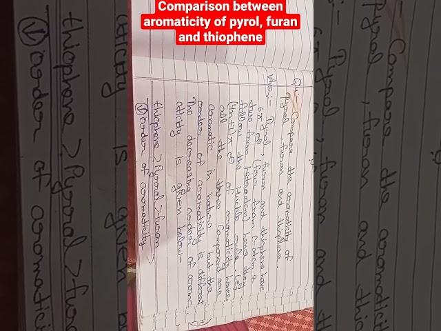 Comparison between aromaticity of pyrol furan and thiophene b.sc part 3 organic chemistry