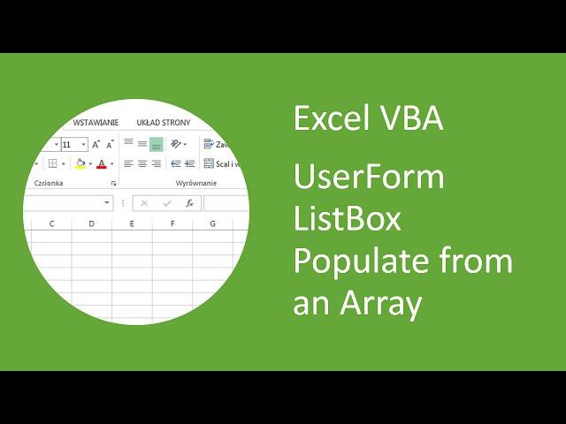 Excel VBA UserForm Listbox Populate from an Array