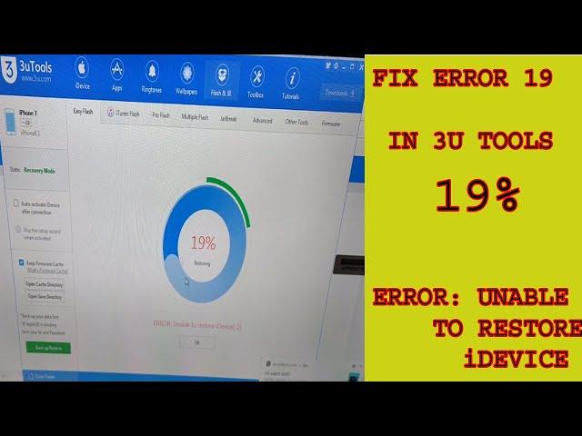 Fix 3utools struck at 19 percent Error Unable To Restore iDevice(-10)or(-2) iPhone/iPad(2020 method)