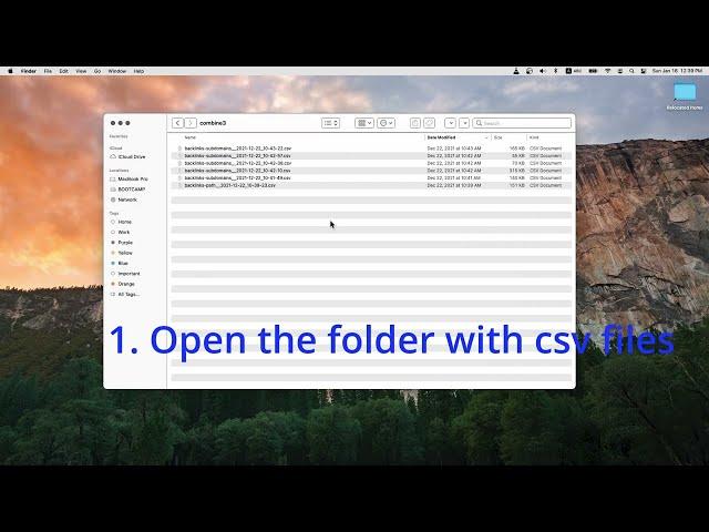 How to combine csv files into one file in one minute. Mac OS