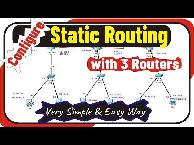 Configuring Static Routing with 3 Routers using CLI Command // Cisco Packet Tracer Tutorial