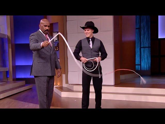 Steve Harvey Learns How to Use a Whip