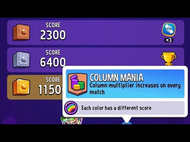 Match Masters Solo Challenge Perfect Heist Column Mania + Rainbow 11500 Score