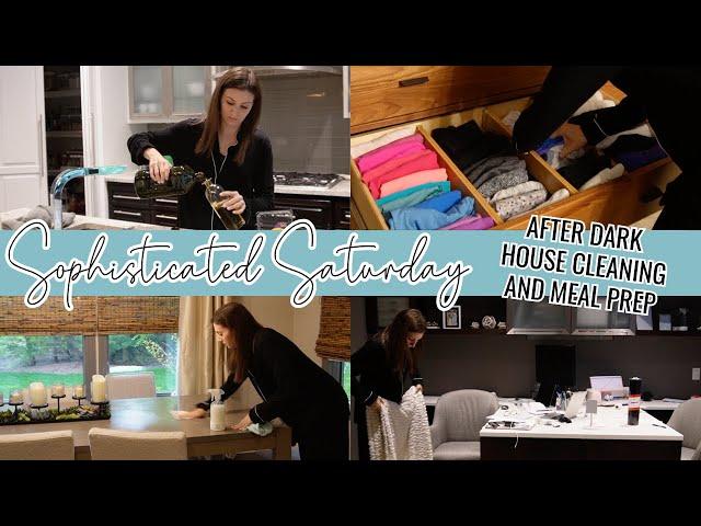 AFTER DARK CLEAN WITH ME AND MEAL PREP // Solo Saturday Night Clean Up + Cleaning the Kitchen