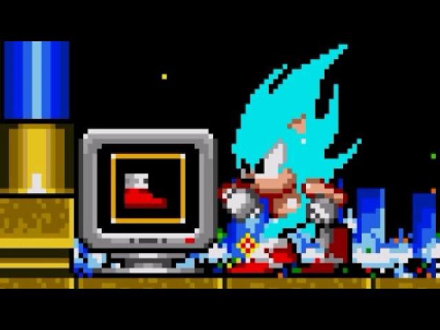 Cyan Super Sonic in Sonic 2 [Sonic hacks Gameplay]