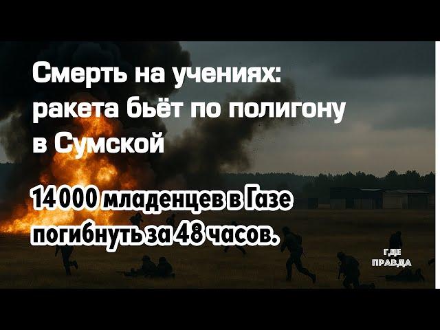 Смерть на учениях: ракета бьёт по полигону в Сумской. 14 000 младенцев в Газе погибнуть за 48 часов.