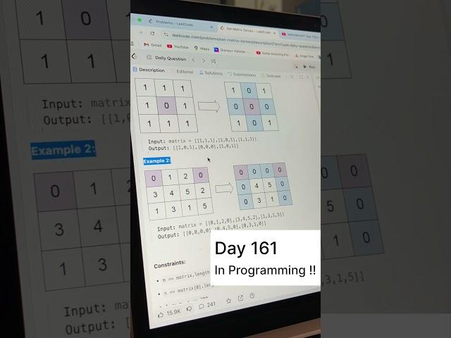 Day 161–LeetCode Problem 73: Set Matrix Zeroes using #java  #leetcode #200daysofcode #problemsolving