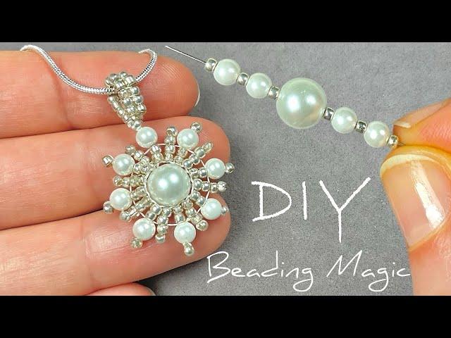 Easy Beaded Necklace Tutorial: How to Make Pendant with Beads | Beading for Beginners