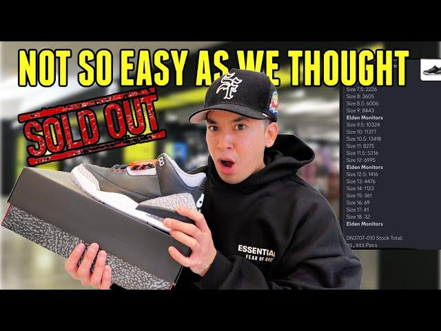 NOT AS EASY AS WE THOUGHT SOLDOUT !!! JORDAN 3 BLACK CEMENT PICK UP VLOG 85K STOCK