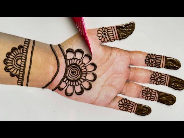 simple front hand henna design | easy floral mehndi design