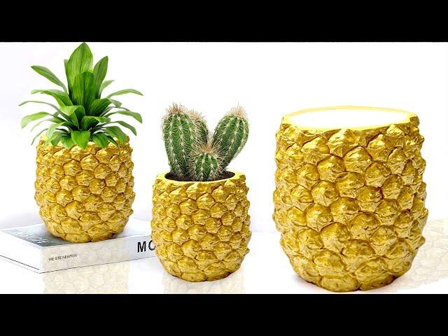 Pineapple pottery making with cement | Cement planter Making | Hope - 3 minute DIY