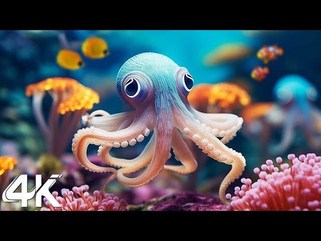 Under Red Sea 4K - Beautiful Coral Reef Fish in Aquarium, Sea Animals for Relaxation - 4K Video