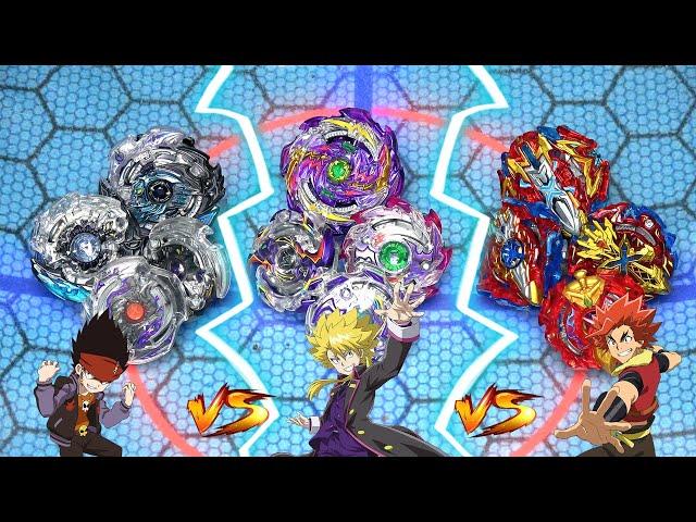 3 WAY BEYBLADE EVOLUTION BATTLE BUT WINNER GETS A DYNAMITE UPGRADE | Beyblade Burst Challenge