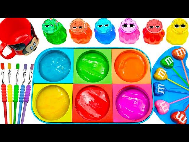 Satisfying Video DIY How To Make Rainbow Candy Slime Sprunki Mickey Mouse & Cutting Lollipop ASMR