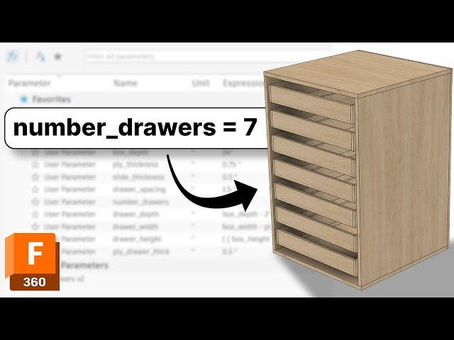 Fusion 360 Tutorial - Parametric Modeling for Cabinet Drawers | Woodworking