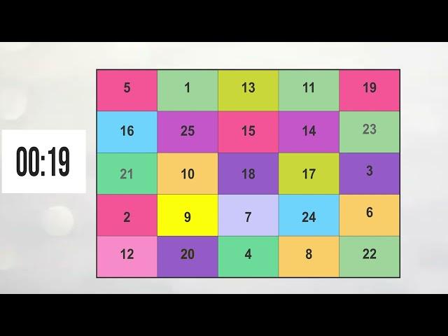 Schulte table - brain workout! | (medium difficulty) | Improve your cognitive ability